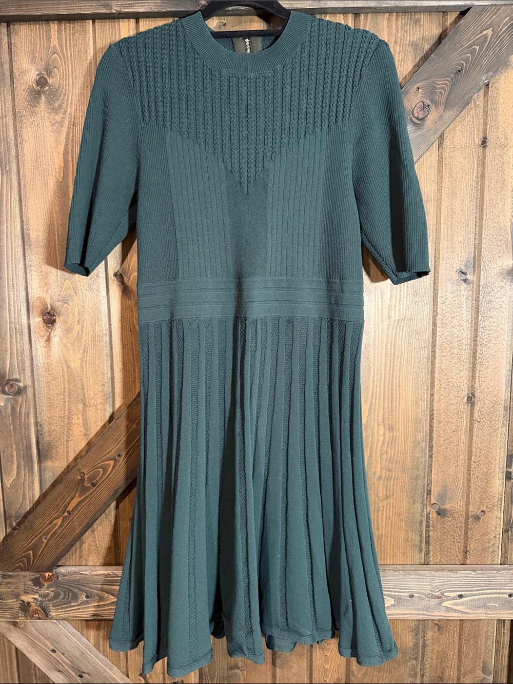 Ted Baker London Forest Green Textured Knit Midi Dress